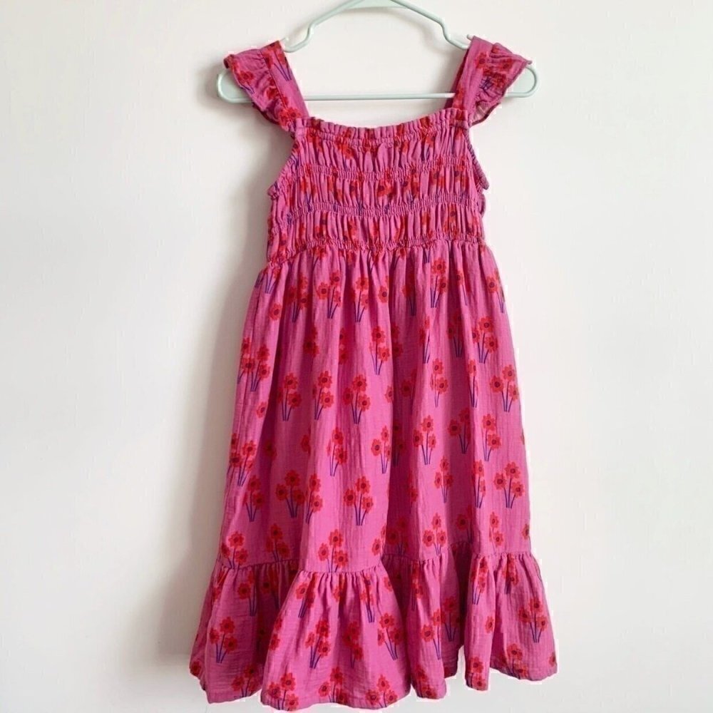 NWT Hanna Andersson Posies smocked twirl girls dress, 12 Years